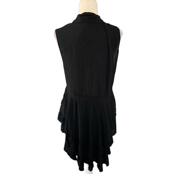 zara womens denim collection button down tank top blouse high low small - Picture 2 of 5